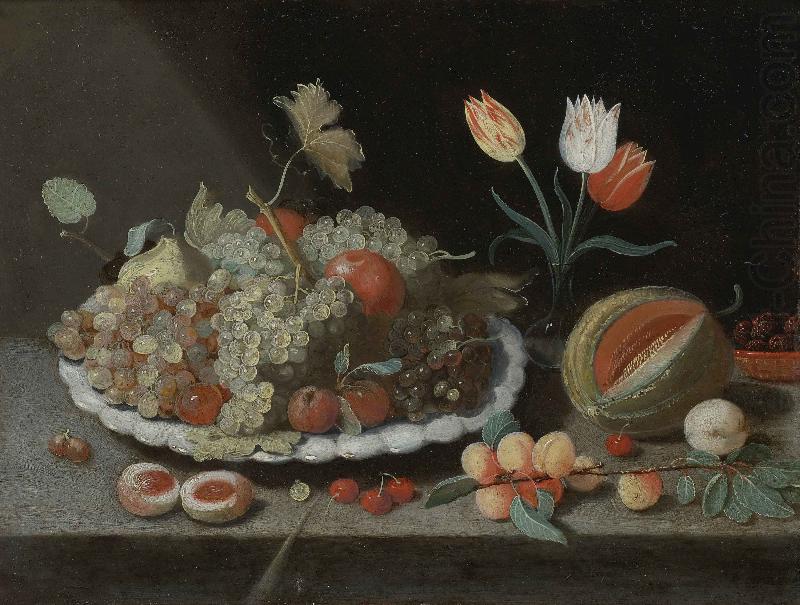 Still life with grapes and other fruit on a platter, Jan Van Kessel